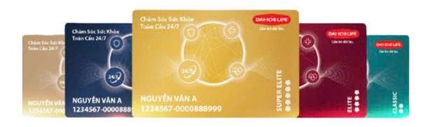 Năm hạng thẻ Chăm Sóc Sức Khỏe Toàn Cầu 24/7 của Dai-ichi Life